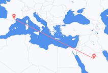 Flyreiser fra Al Qasim (provins), Saudi-Arabia til Carcassonne, Frankrike