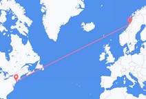 Flights from the city of New York to the city of Mosjøen