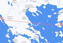 Vluchten van Mytilini, Griekenland naar Korfoe, Griekenland