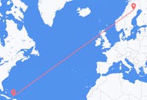 来自特克斯和凯科斯群岛出发地 普羅維登西亞萊斯島目的地 瑞典阿爾維斯堯爾的航班