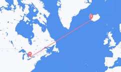Vols de la ville de Waterloo, le Canada vers la ville de Reykjavik, Islande