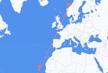 Flyg från Boa Vista (kommun i Brasilien, Roraima, lat 3,19, long -60,61), Kap Verde till Molde, Norge