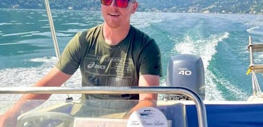 2 horas de alquiler de barco sin licencia con motor de 40 hp en el lago de Como