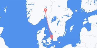 出发地 挪威目的地 丹麦的航班