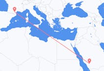 Flyreiser fra Bisha, Saudi-Arabia til Carcassonne, Frankrike