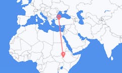Flyg från Gambela, Etiopien till Eskişehir, Turkiet