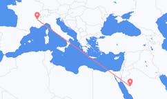 Flyreiser fra Al-`Ula, Saudi-Arabia til Grenoble, Frankrike