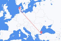 Vols d'Istanbul, Turquie à Billund, le Danemark