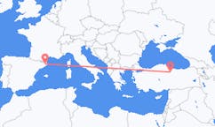 トルコのトカットから、スペインのジローナまでのフライト