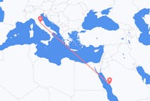 出发地 沙特阿拉伯延布目的地 意大利佩鲁贾的航班
