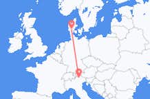 Vluchten van Bozen, Italië naar Billund, Denemarken