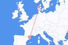 Vluchten van Billund, Denemarken naar Barcelona, Spanje