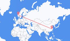 Flyg från Huangshan, Kina till Sogndal, Norge