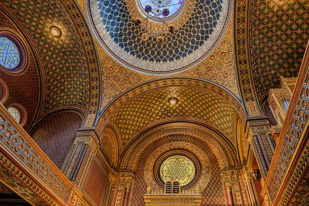 Photo of beautiful interior details of the Spanish Synagogue in Prague, Czech Republic.