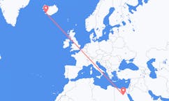 航班从埃及艾斯尤特市到雷克雅维克市，冰岛塞尔