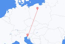 Flyrejser fra Bydgoszcz, Polen til Trieste, Italien