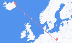 航班从波兰卡托维兹市到埃伊尔斯塔济市，冰岛塞尔