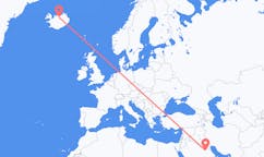 Flights from the city of Qaisumah, Saudi Arabia to the city of Akureyri, Iceland
