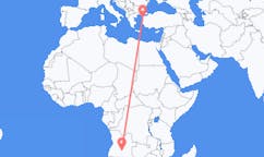 Flyrejser fra Menongue, Angola til Edremit, Tyrkiet