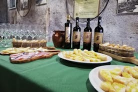 Vinsmaking og typiske produkter og besøk i den gravde vinkjelleren i Tufo