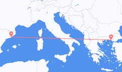 スペインのバルセロナからから、ギリシャのアレクサンドルポリまでのフライト