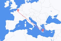 フランスのパリからから、ギリシャのイラクリオンまでのフライト