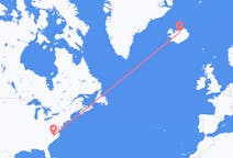 Flyrejser fra Raleigh, USA til Akureyri, Island