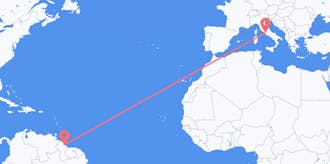 Flights from Guyana to Italy
