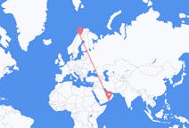 Flyreiser fra Salalah, Oman til Kiruna, Sverige