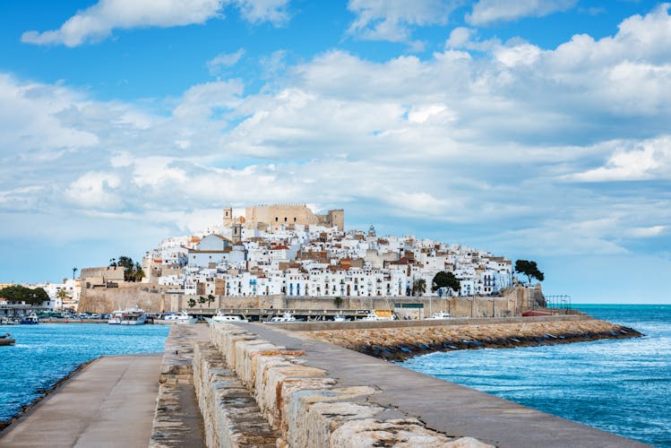Photo of panorama view of the fortified city of Peniscola in the Costa del Azahar in Castellon.