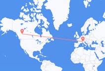 Flyreiser fra Dawson Creek, Canada til Milano, Italia