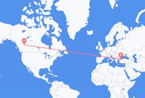 캐나다 도슨 크릭에서 출발해 터키 이스탄불로(으)로 가는 항공편