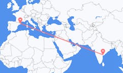 Flyreiser fra Vijayawada, India til Girona, Spania