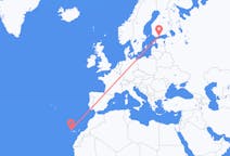 Vols depuis la ville de Helsinki vers la ville de Santa Cruz de La Palma