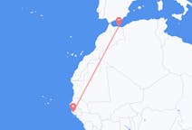 Lennot Ziguinchorilta, Senegal Melillalle, Espanja