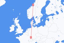 Vluchten uit Zürich, Zwitserland naar Trondheim, Noorwegen