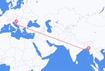 Flyrejser fra Kyaukpyu, Myanmar (Burma) til Split, Kroatien