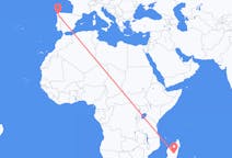Flyreiser fra Antananarivo, Madagaskar til Santiago de Compostela, Spania