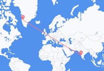 Vluchten van Goa, India naar Kangerlussuaq, Groenland
