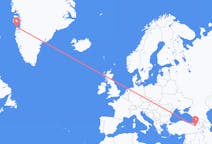 터키 에르주룸에서 출발해 그린란드 아시아트에게(으)로 가는 항공편