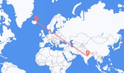 Flights from the city of Raipur, India to the city of Egilsstaðir, Iceland