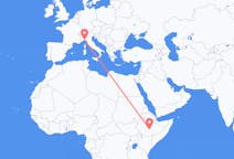 Flyrejser fra Goba, Etiopien til Genova, Italien