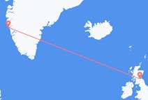 Flug frá Maniitsoq, Grænlandi til Edinborgar, Skotlandi