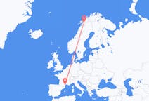 Fly fra Narvik til Béziers