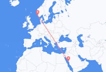 Flyreiser fra Yanbu, Saudi-Arabia til Stavanger, Norge