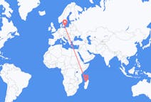 Flights from Mahajanga, Madagascar to Bornholm, Denmark