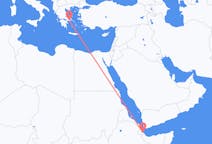Vluchten van Balbala, Djibouti naar Athene, Griekenland