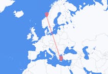 Flights from Heraklion in Greece to Trondheim in Norway