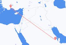Vluchten van Hofuf, Saoedi-Arabië naar Antalya, Turkije