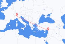 トルコのから ハタイ県、イタリアのへ ミラノフライト